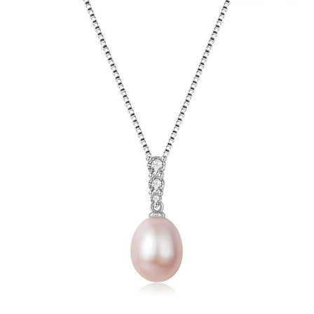 Yami 9-10mm Purple Elegant Edison Freshwater Pearl Drop Pendant Necklace with Real Gold Plated 925 Sterling Silver