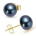 thumbnail image 1 of Yami Saltwater Black Pearl Earrings in 925 Sterling Silver with Hypoallergenic Gold Studs Jewelry Gifts, 1 of 9