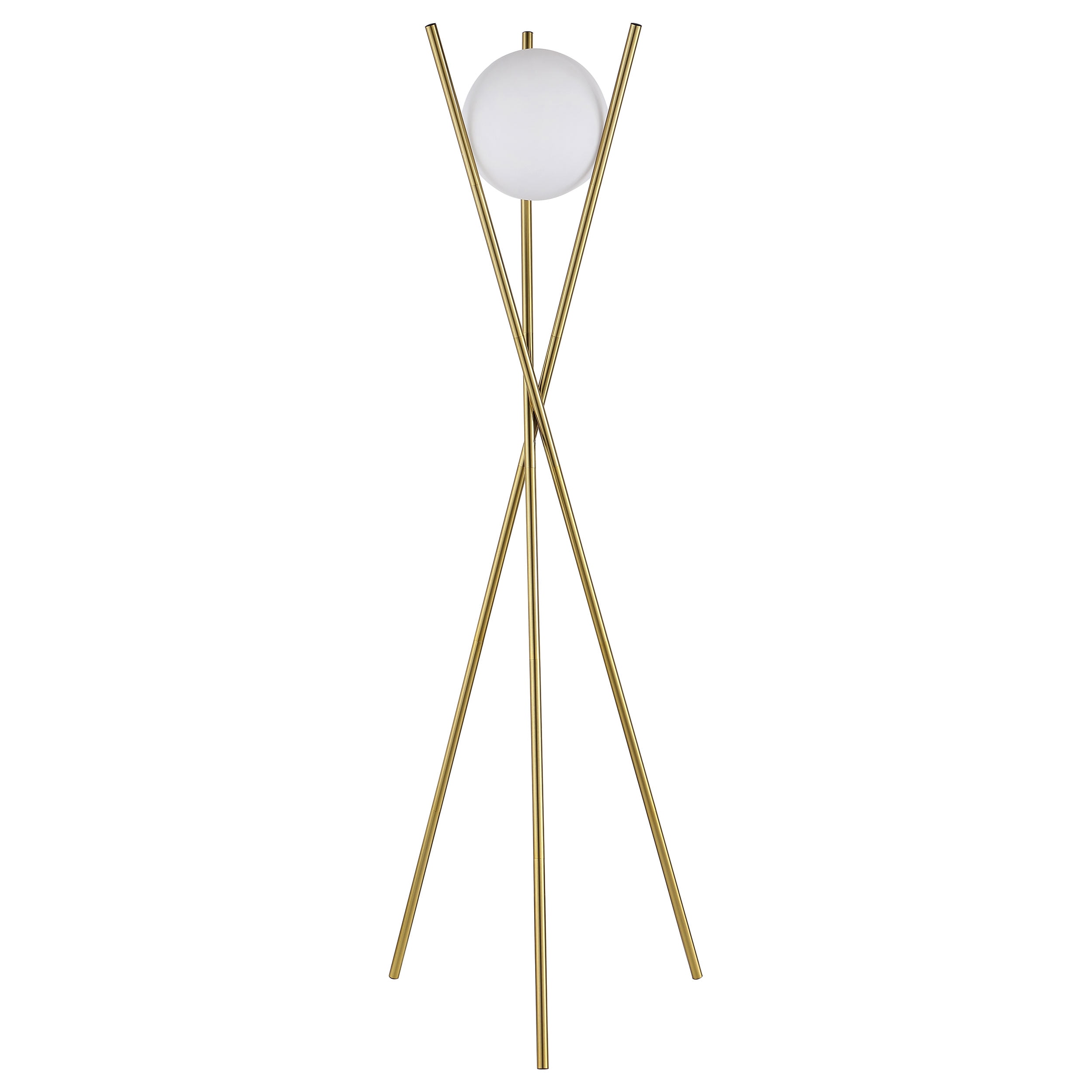 64.75" White and Gold Tripod Floor Lamp with Glass Shade