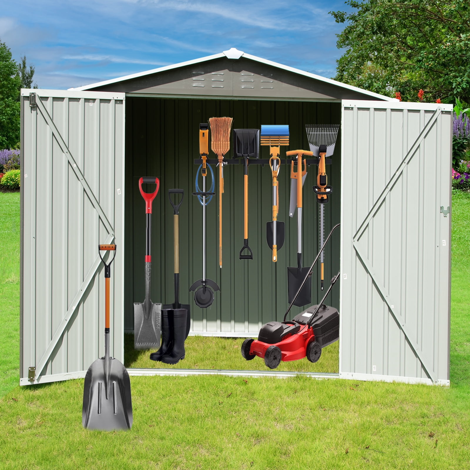 Yamissi 7' x 4.2' Outdoor Storage Shed, Large Metal Tool Sheds, Heavy ...