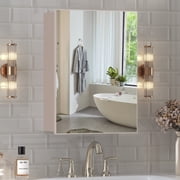 Yamissi Bathroom Storage Cabinets, Wall Mount Mirrored Medicine Cabinet Organizer with Single Door & Aluminum Shelves for Kitchen Laundry Room, White