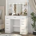 thumbnail image 1 of Yamissi Makeup Vanity Table with Lights, White Vanity Desk with Mirror, 7 Drawers Dressing Table for Women Girls Bedroom, 1 of 8