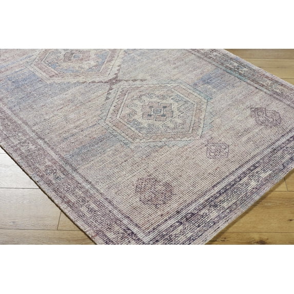 BoutiqueRugs Yamka Traditional Area Rug - Dusty Rose, Faded Lavender, Muted Blue - 5' x 7'6"