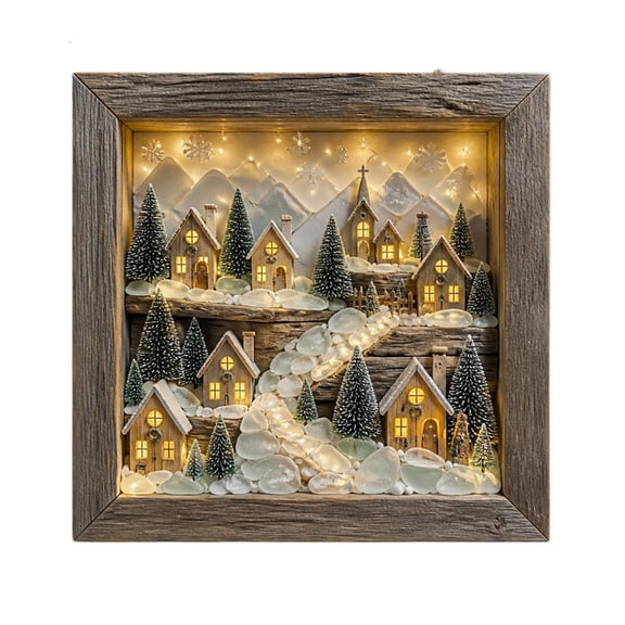 Yammee (1)Coastal Lighthouse Glass-Inspired Layered Frame Night Light
