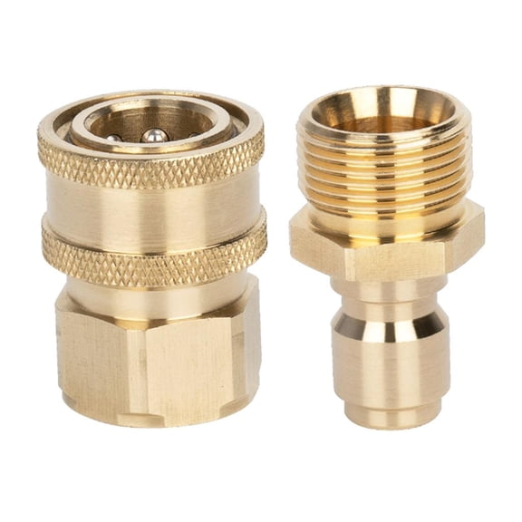 Yammee 1 Pair High Pressure Washer Adapter Quick Release Plug Brass-Connector Garden Hose Car Washer Water Outlet Fittings Tool
