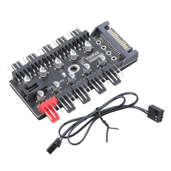 Yammee 1 to 10 Way PWM Fans Speed Controller for Computer Chassis 4Pin Cooling Adapter