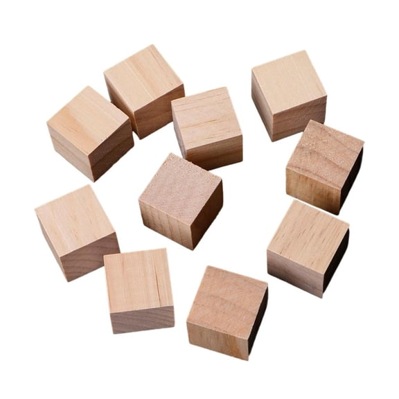 Yammee 10/25/25mm Wooden Square Blocks Mini Cubes Embellishment for Woodwork Craft DIY
