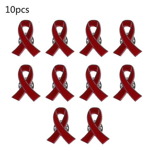 Yammee 10 Pcs Womens Jewelry Enamel Red Ribbon Brooch Pins Lapel Buttons Badges