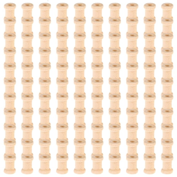 Yammee 100 Pcs Empty Thread Spools Wood Empty Spools Sewing Thread Ribbon Holder