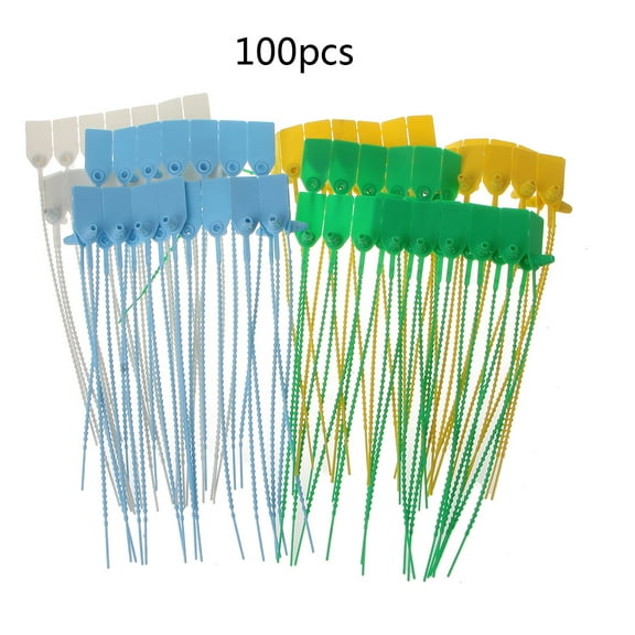 Yammee 100 Pcs Plastic Tamper Seals Disposable Signage DIY Cable Ties Security Tags Self-locking Seals Adjustable Length