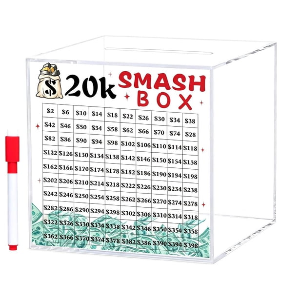 Yammee 10K/20K Smash Box for Money Piggy Banks Adults Easy and Fun Way to Save $10K/20K