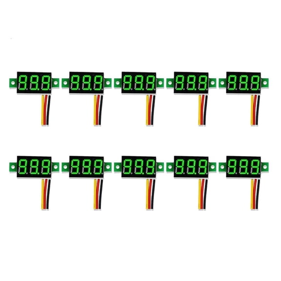 Yammee 10PCS DC Voltmeter Display 3 Wire DC 0-100V Voltage Tester 0.28 Inch LED Panel