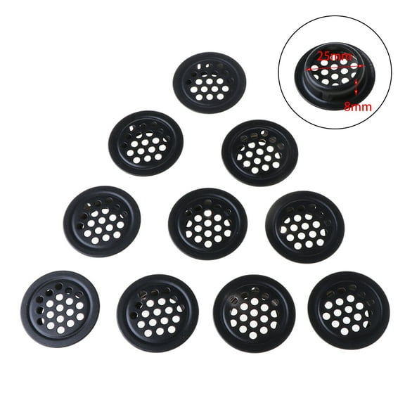 Yammee 10Pcs 19-53mm Black Circular Soffit Air Vents Stainless Steel Louver Air Vents