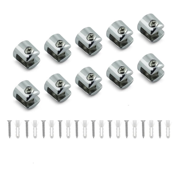 Yammee 10Pcs Glass Shelf Support Clamp Bracket Adjustable Zinc Alloy Glass Clamps