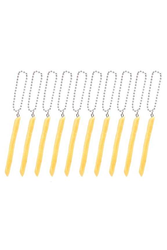 Yammee 10Pcs Realistic French Fries Keychain Artificial Fries Food Keychain Phone Charm
