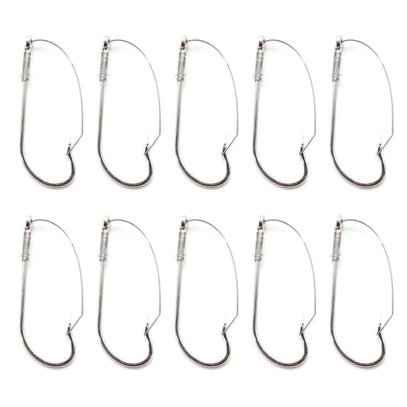 Yammee 10Pcs Weedless Wackys Rig Hook AntiHanging Bottom Mouthguard Fishes Hook Long Neck Hook Fishings Accessorys Easily to Use