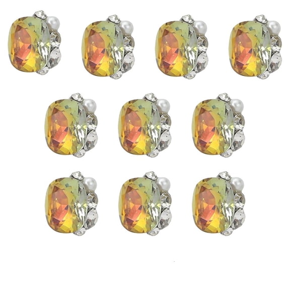 Yammee 10x Nail Rhinestones Heart Nail Art Charms Short Square Nail Charms Nails Decor