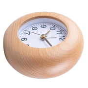 Yammee 11.50cm Round Alarm Clock Wood With Arabic Numerals, Noiseless Battery Operated with Backlights