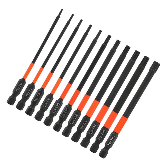 Yammee 11Pcs Hex Bit Set Magnetic Screwdriver Bits 100mm Length Steel for Home and Automotive Use Hex Screwdriver Bit Set