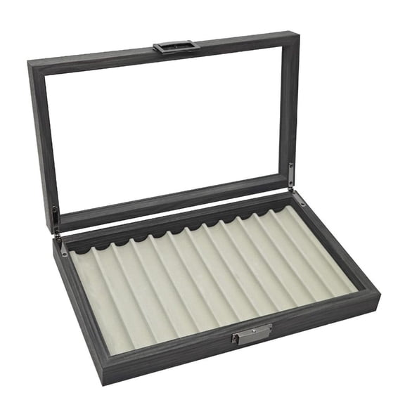 Yammee 12 Slot Fountain Pen Display Case Wood Fountain Pen Organiser Box with Soft Lining For Collector Writing Tool Management
