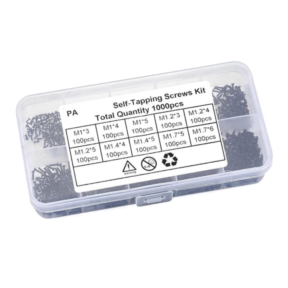 Yammee 1200Pcs Micro Small Self Tapping Screws Mini Flat Head Cross Screws Easy to Use