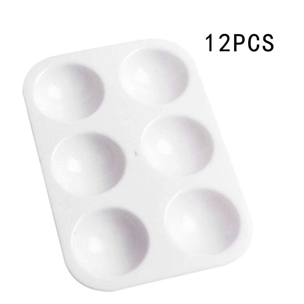 Paint Palette Rectangular Yammee 12Pcs Paint Palettes White 6 Well Rectangular Watercolor Palette ...