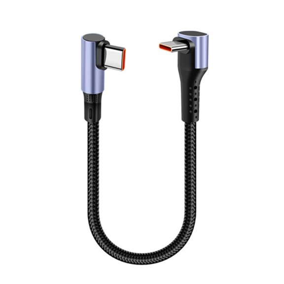 Yammee 15/25/50cm 66W 90 Degree Elbow Short Cable Type C to Type C Fast Charging Data Cord for Power Case Camera Mobile Phone