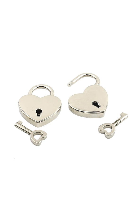 Yammee 2/4 Sets Heart Shaped Lock Keychain Pendant Mini Love Shapes Padlock with Key Alloy Keyring Accessories for Jewelry Box