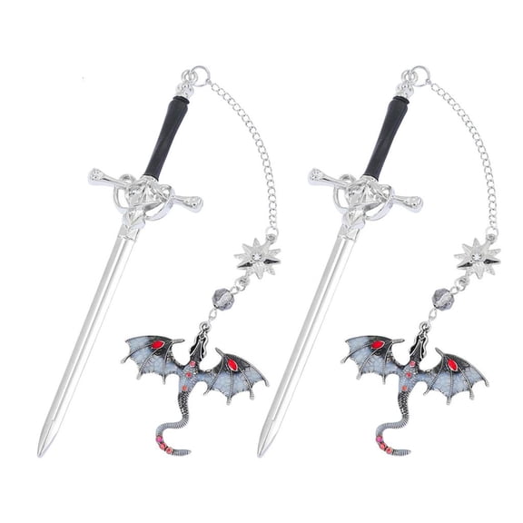 Yammee 2 Pcs/Set Creative Bookmarks Fantasy Dragon Page Markers Reading Bookmarkers Dragon Swords Bookmarks Metal Bookmarks