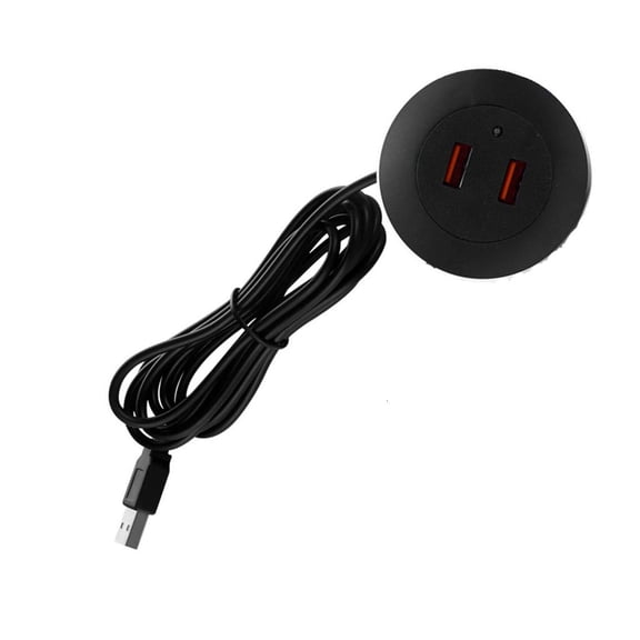 Yammee 2 Port USB Desktop Embedded Charger For Mobile Phone USB Computer Desk Data Line Splitter Charging Adapter