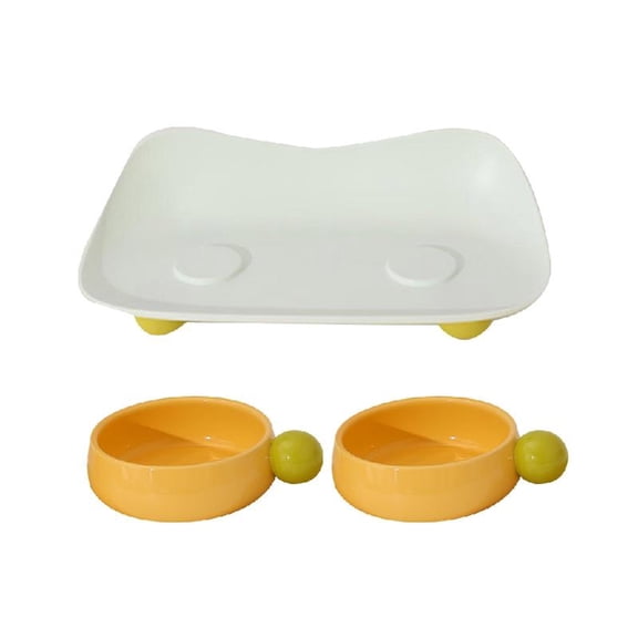 Yammee 2-in-1 Pet Tableware Dogs Water Food Bowl No-Spill Food Water Dispenser Set Cat Slow Eating Bowl Supplies