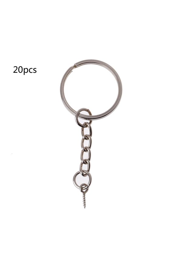 Yammee 20x Split for Key Ring with Chain Jump Rings with Screw Eye Pins Split for Key Ring with Chain Silver Metal Split for Ke