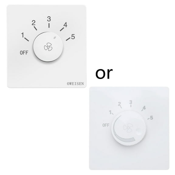 Yammee 220V 86 Type Universal Adjustment Ceiling Fan Speed Control Switch Wall Button Dimmer Switch Five Gears Speed Adjuster