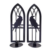 Yammee 2Pcs Gothic Jackdaw Iron Candlestick Sconce Wall Mounted Candle Stand For Living Room Bedroom Kitchen Home Decoration