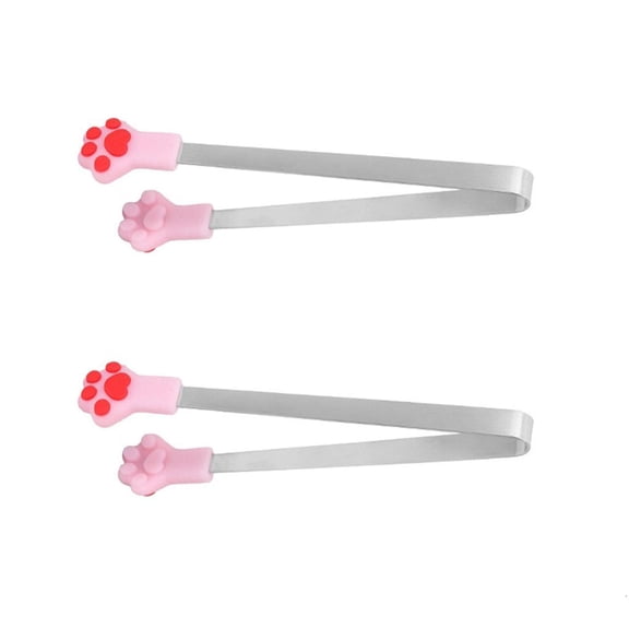 Yammee 2Pcs Mini Silicones Tongs with Cats Paws Design for Kids Snacks and Parties Use