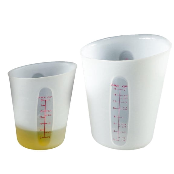 Yammee 2Pcs Set Silicone Measuring Cup with Scale Disposable 250ml/500ml Capacity Cups