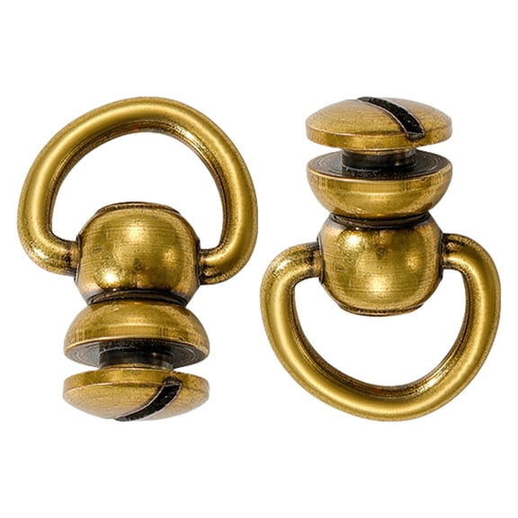 Yammee 2Pieces 360 Degree Rotating Metal Studs Rivets D Rings Rivets For Leather Bag