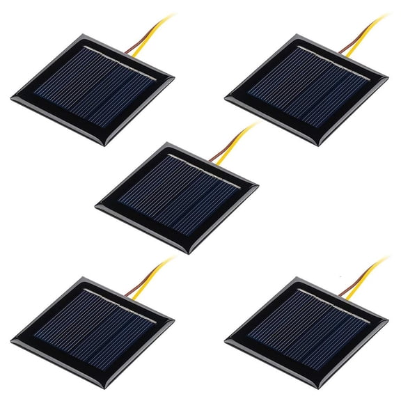 Yammee Micro Solar Board Photovoltaic 5Pcs 2V 100Ma Solar Cells with Wires Solars Epoxy Plate DIY Projects Toys 54mm x 54mm