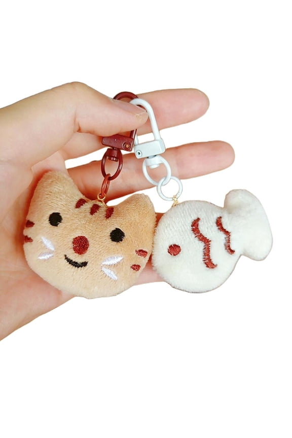 Yammee 2pcs Cat Fish Phone Chain Korean Cartoon Plush Toy Y2K Fashion Jewelry Keyring