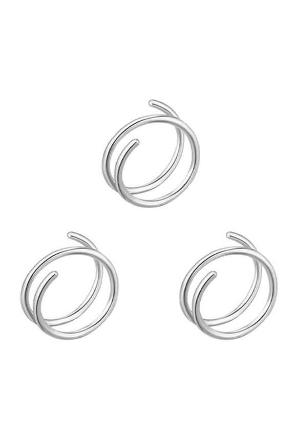 Yammee 3 Pieces/set Double Nose Ring Hoop For Single Piercing Twist Nose Ring Hoop Double Spiral Nose Decor 6/8/10mm