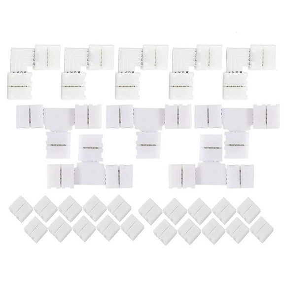 Yammee 30Pcs 4-Pin RGB LED Light Strip Connector Solderless Adapter for T/L Shape LED Connector for 5050 Multicolor LED Strip L
