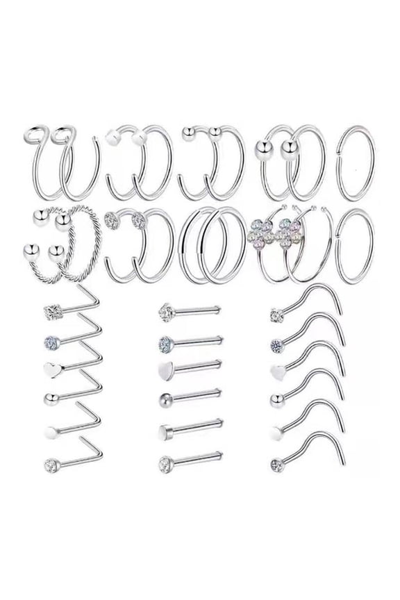 Yammee 36 Pcs for Titanium Steel Nose Rings Nose Piercings Jewelry Nose Rings Hoops Stu
