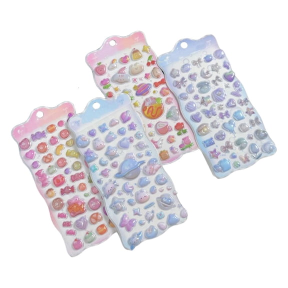 Yammee 3D Puffer Sticker Resin Decorative Sticker Cartoon Bubble Decal Removable Embossed Sticker for Journals Scrapbooking