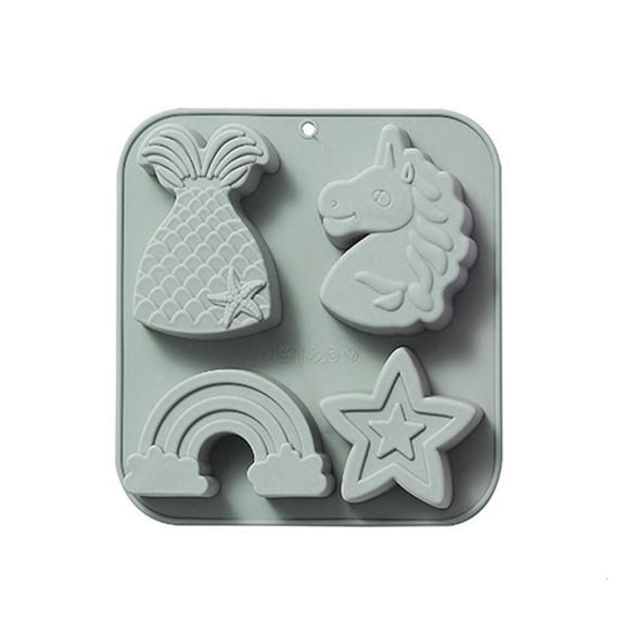 Yammee 4 Cavity 3D Unicorns Baking Mold Silicone Cake Decorating Tools Fondant Mould