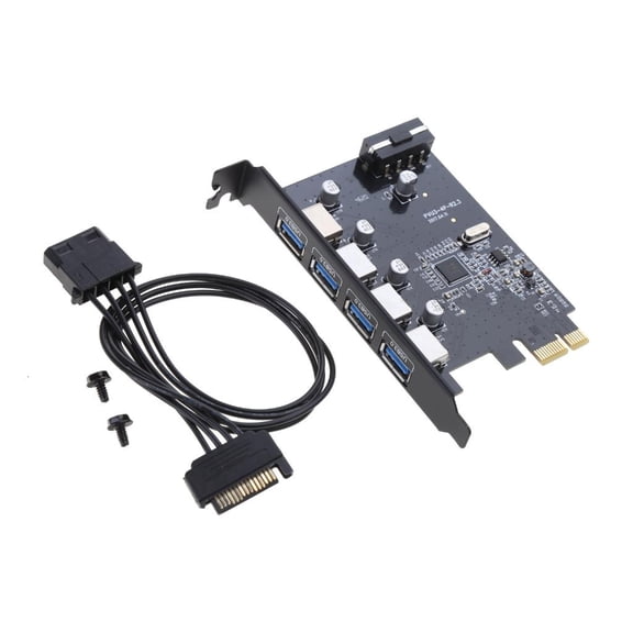 Yammee 4Port USB3.0 PCI-E Expansion Card 4 Port USB3.0 PCI-E for Express Card Splitter Power Connector PCIE Adapter Rapid Expan