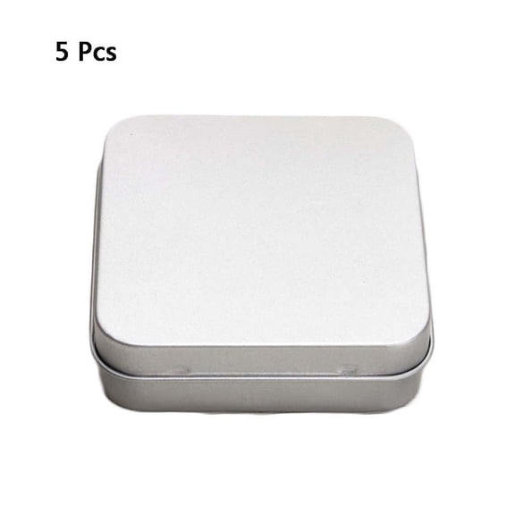 Yammee 5 Pcs Mini Metal Tins Container Square Hinged Flip Storage Tin Box Small Kit Cas