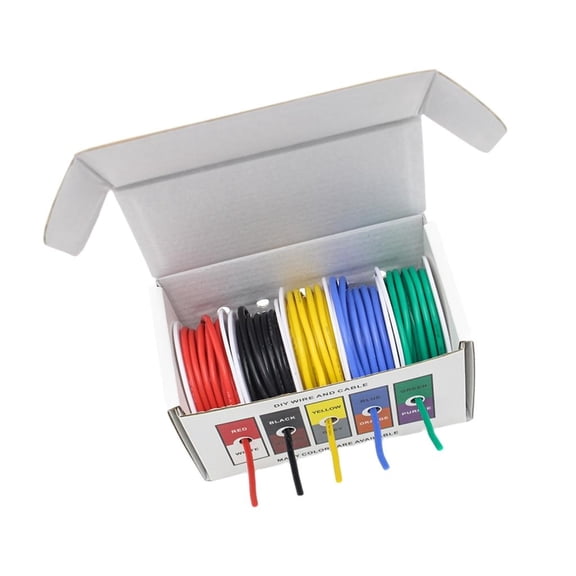 Yammee 5Pieces 18AWG Silicone Wire Compliant Flexible Coated Tinned Copper Cord