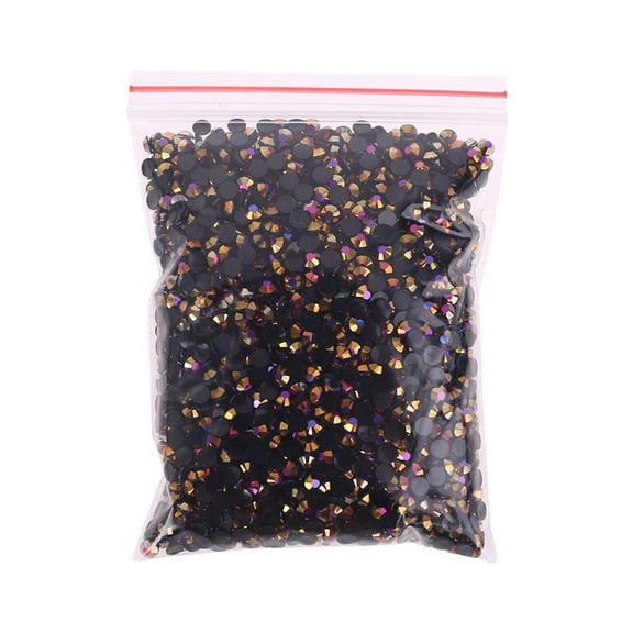 Yammee 5000pcs Black Gradient Flat Back Gems Round Crystal Rhinestones for DIY Nail Art