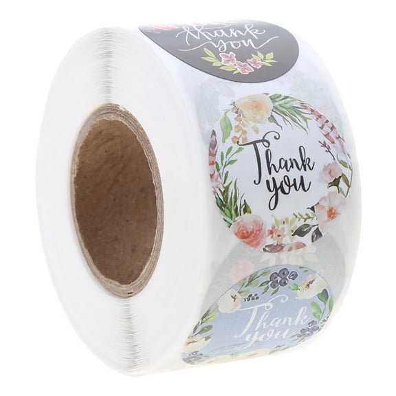 Yammee 500pcs 4 Designs Floral Thank You Stickers Wedding Party Packaging Seal Labels