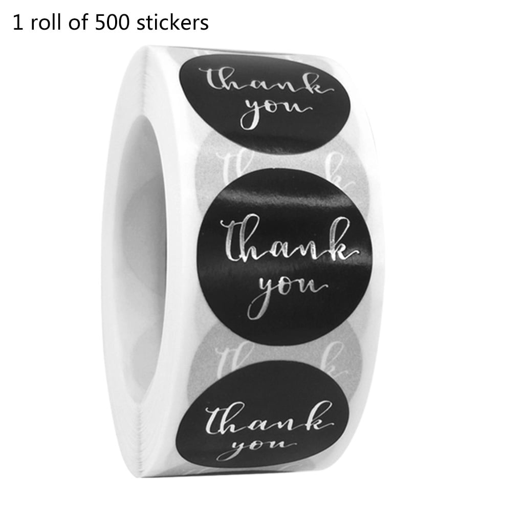 Yammee 500pcs Thank You Sticker Gold Silver Foil Seal Label for Small ...